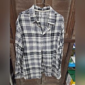Mossimo Supply Co Men's Long Sleeve Cotton Casual Shirt Size XL Black Gray